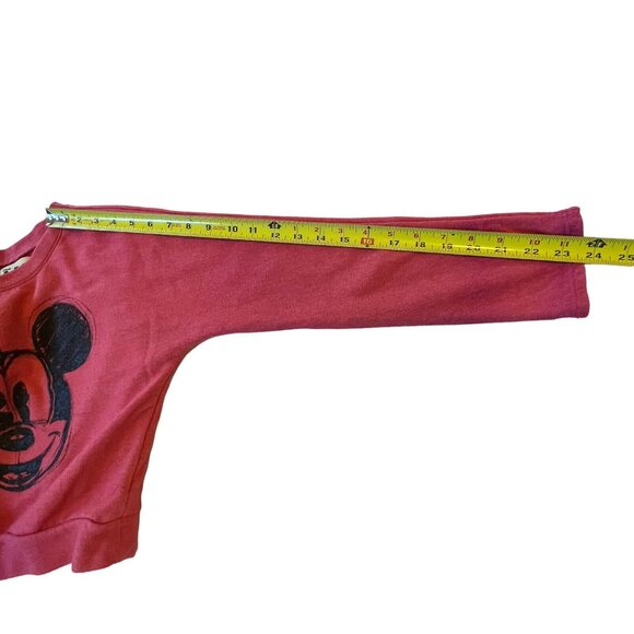 Disney Artist Collection Mickey Cropped Sweatshirt Lg Pink Double sided Sketch - Picture 8 of 9